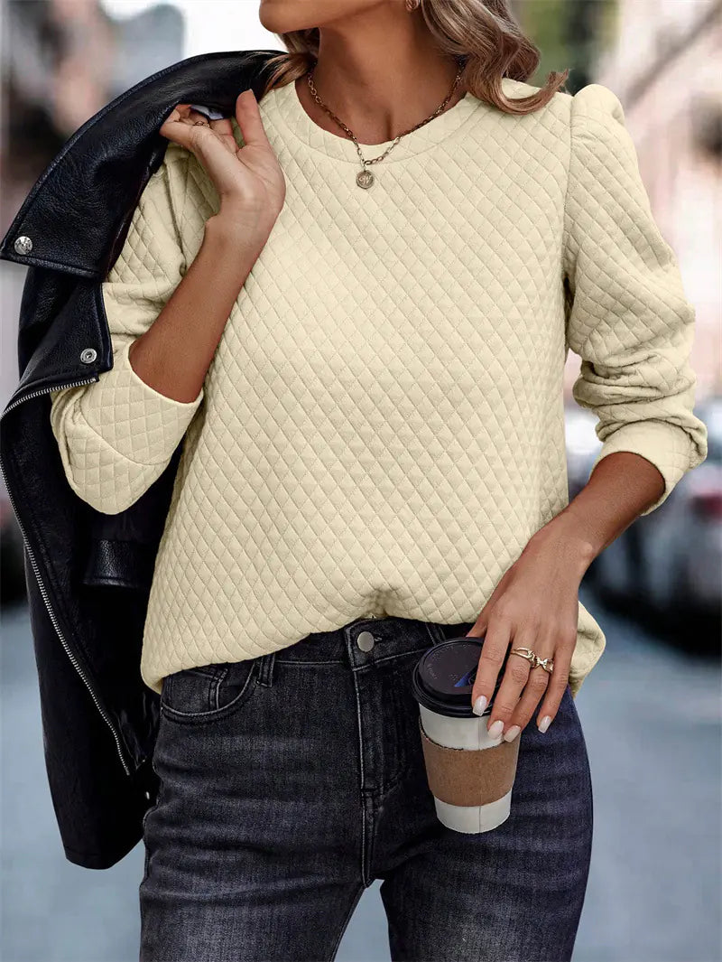 Bubble Long Sleeve Round Neck Top